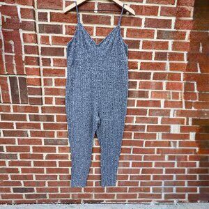 Shein Curve Ribbed Knit V-neck Jumpsuit Womens 2X Charcoal Gray Sleeveless